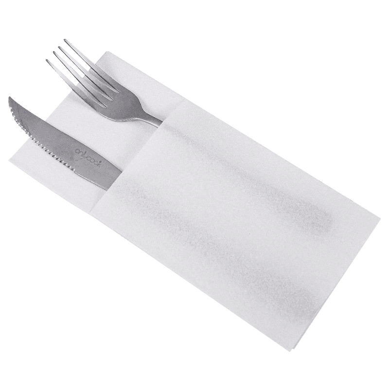 40x40 White Airlaid Napkins Disposable with Pocket for Cutlery SJ1103