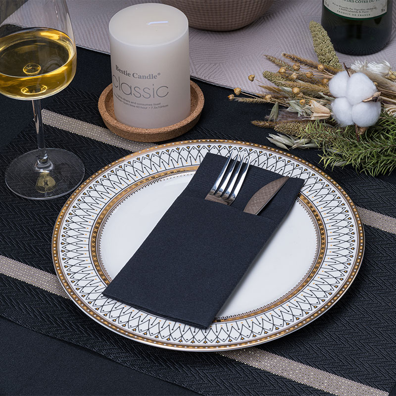 Black Pocket Airlaid Napkins High Absorbency