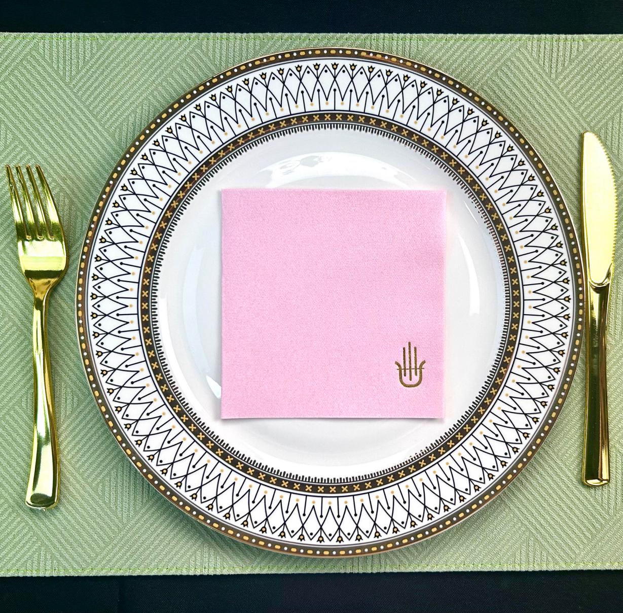Elegant Pink Dinner Napkins with Hot Stamping