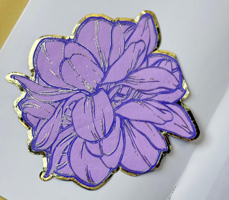 Custom Shaped Colorful Die-cut Napkins with Golden Finish