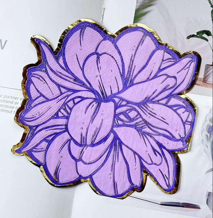 Custom Shaped Colorful Die-cut Napkins with Golden Finish