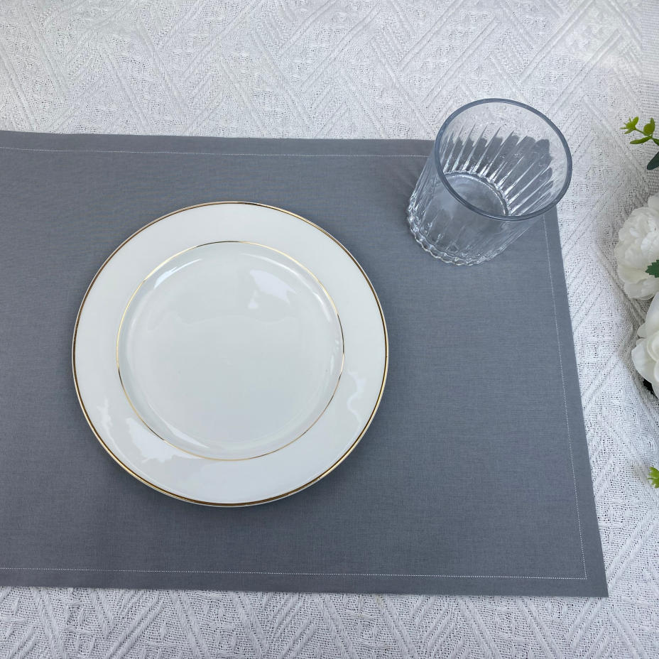 Professional Gray Table Cloth Placemats - Durable, Stain-Resistant for Hospitality & Banquet Use