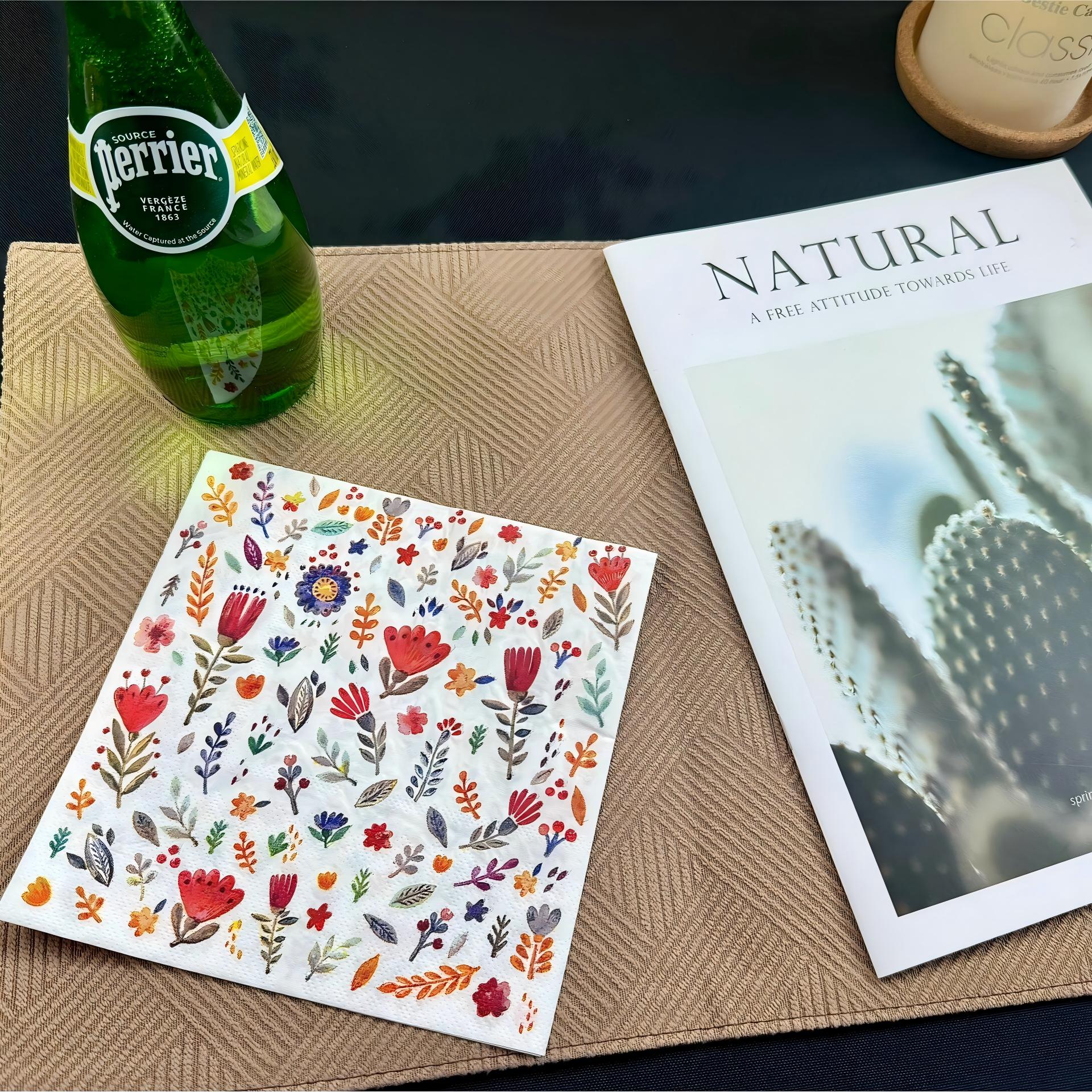 Hand-painted Floral Decorative Paper Napkins – Elegant Botanical Series