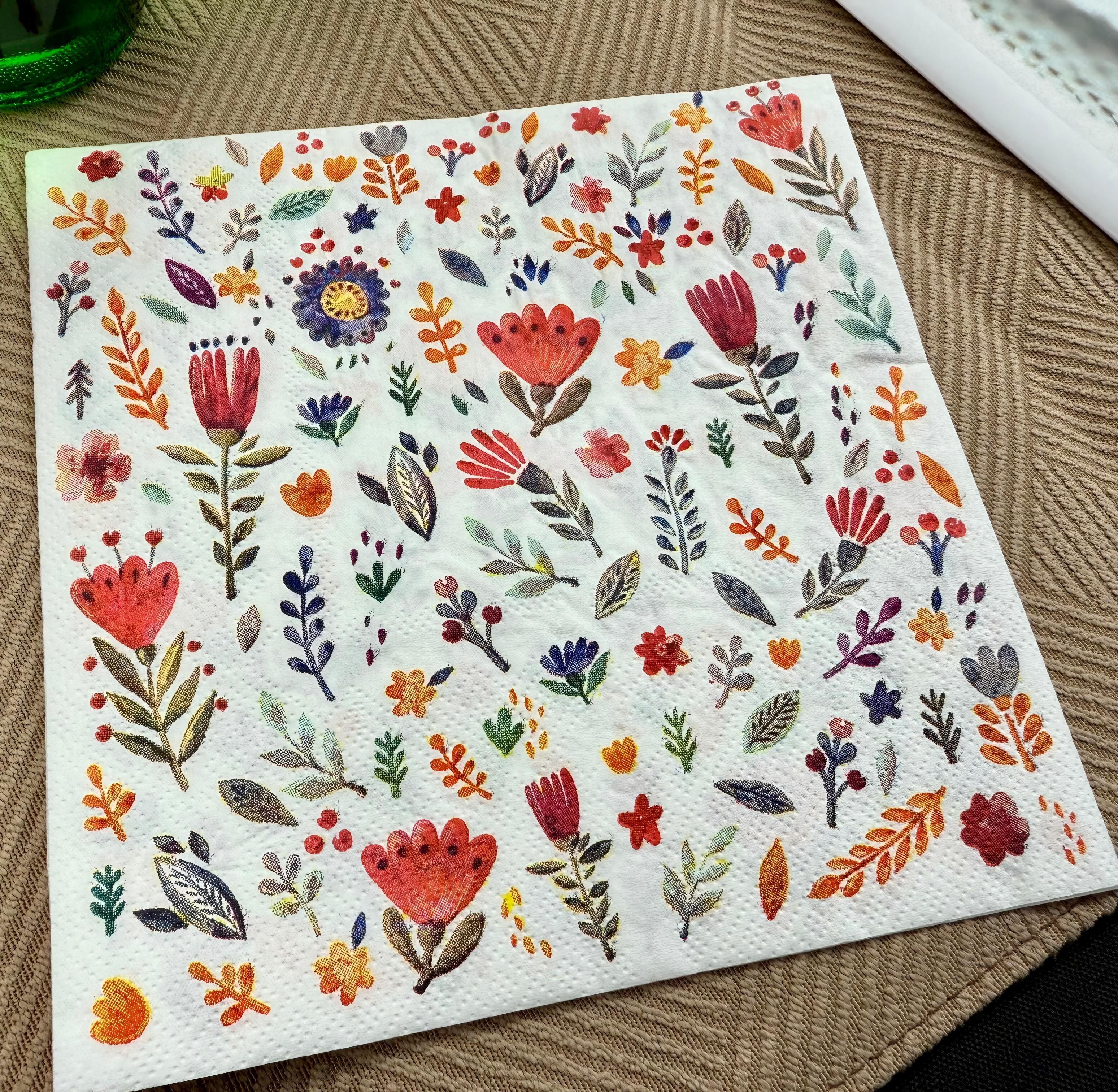 Hand-painted Floral Decorative Paper Napkins – Elegant Botanical Series