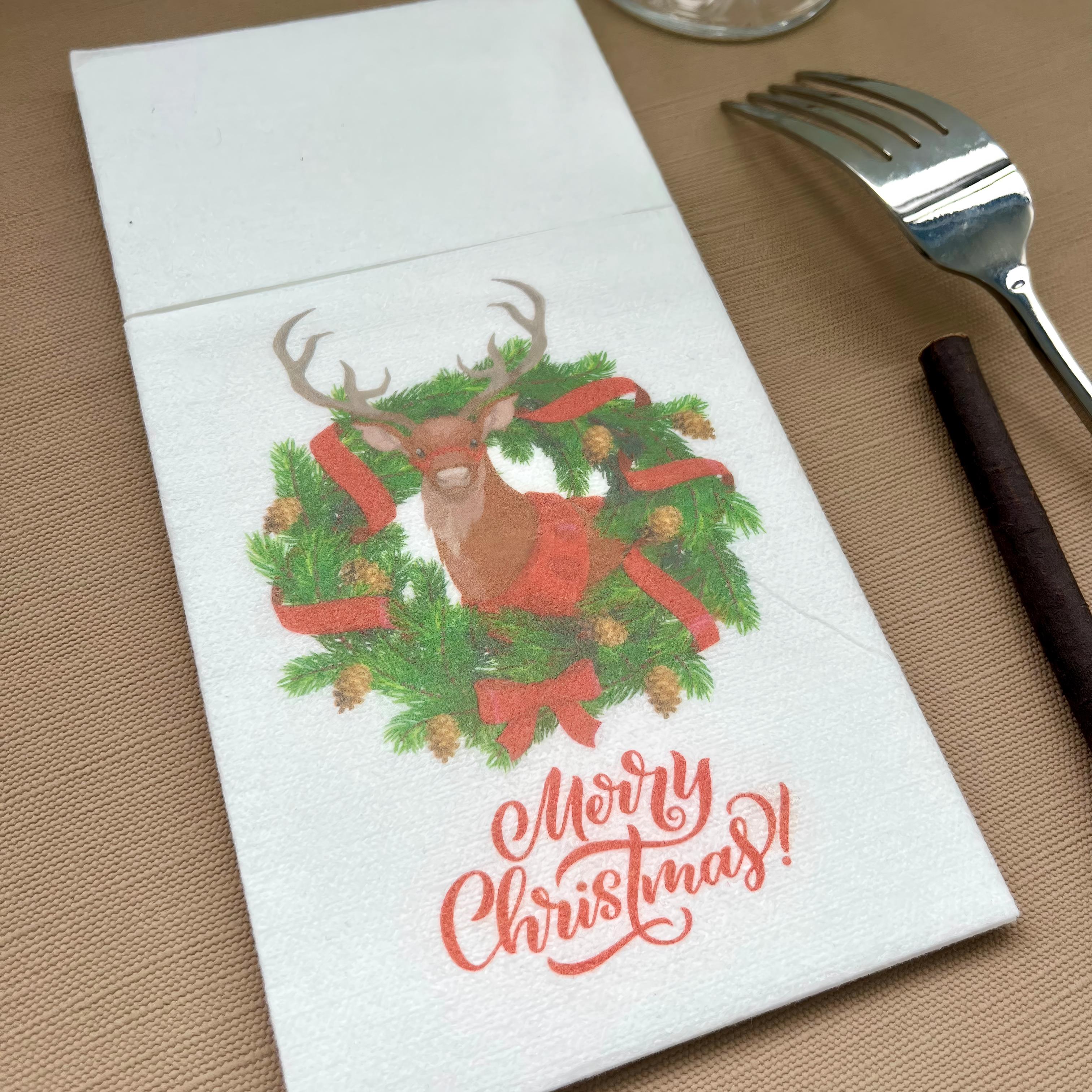 Merry Christmas Customized Printing Design Dinner Airlaid Napkins