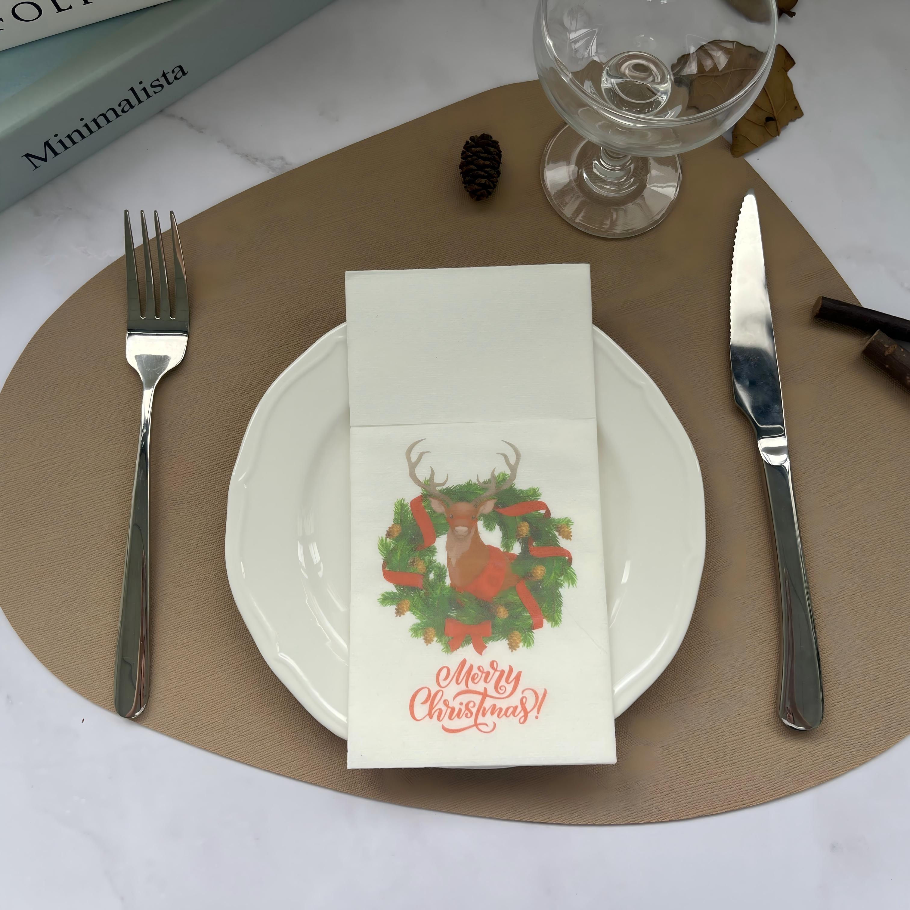 Merry Christmas Customized Printing Design Dinner Airlaid Napkins