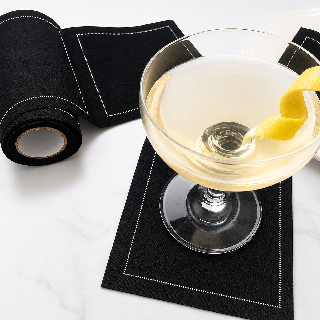 Black Cloth Coaster – Custom Reusable Fabric Napkins for Hotels & Restaurants