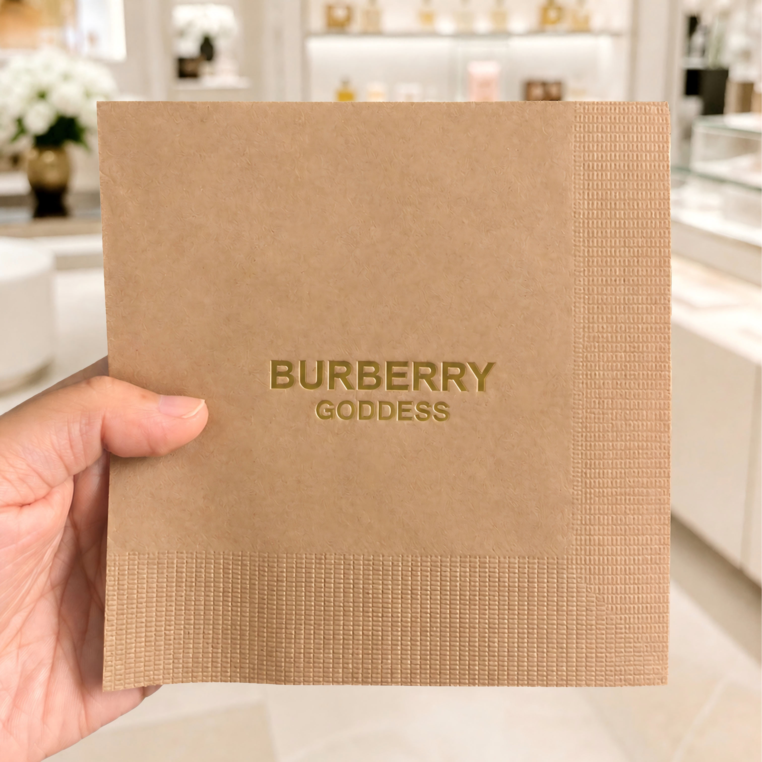 Luxury Gold Foil Stamped Brown Paper Napkins | 25x25 cm | Custom 