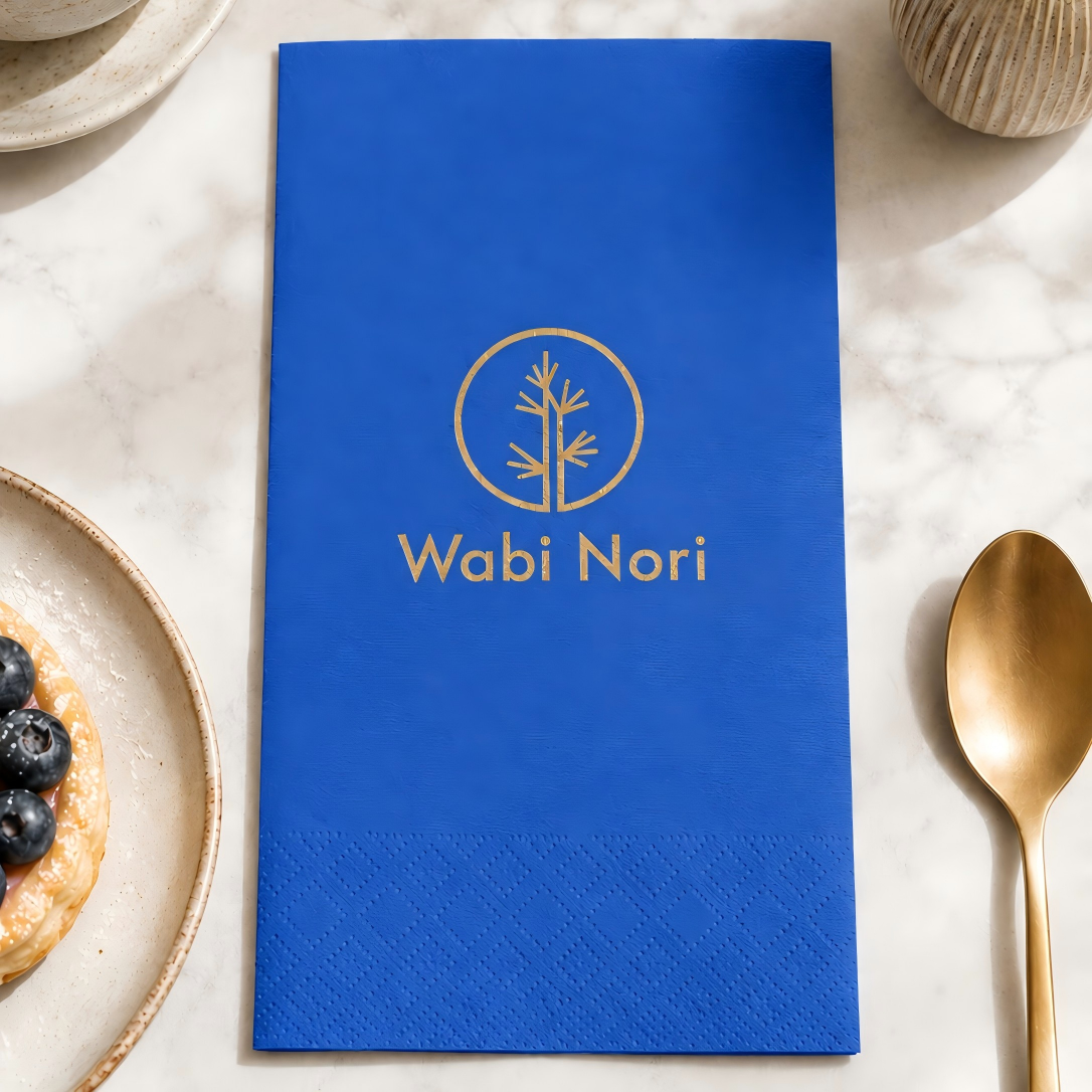 Colored Paper Napkins with Custom-Printed Logo Design