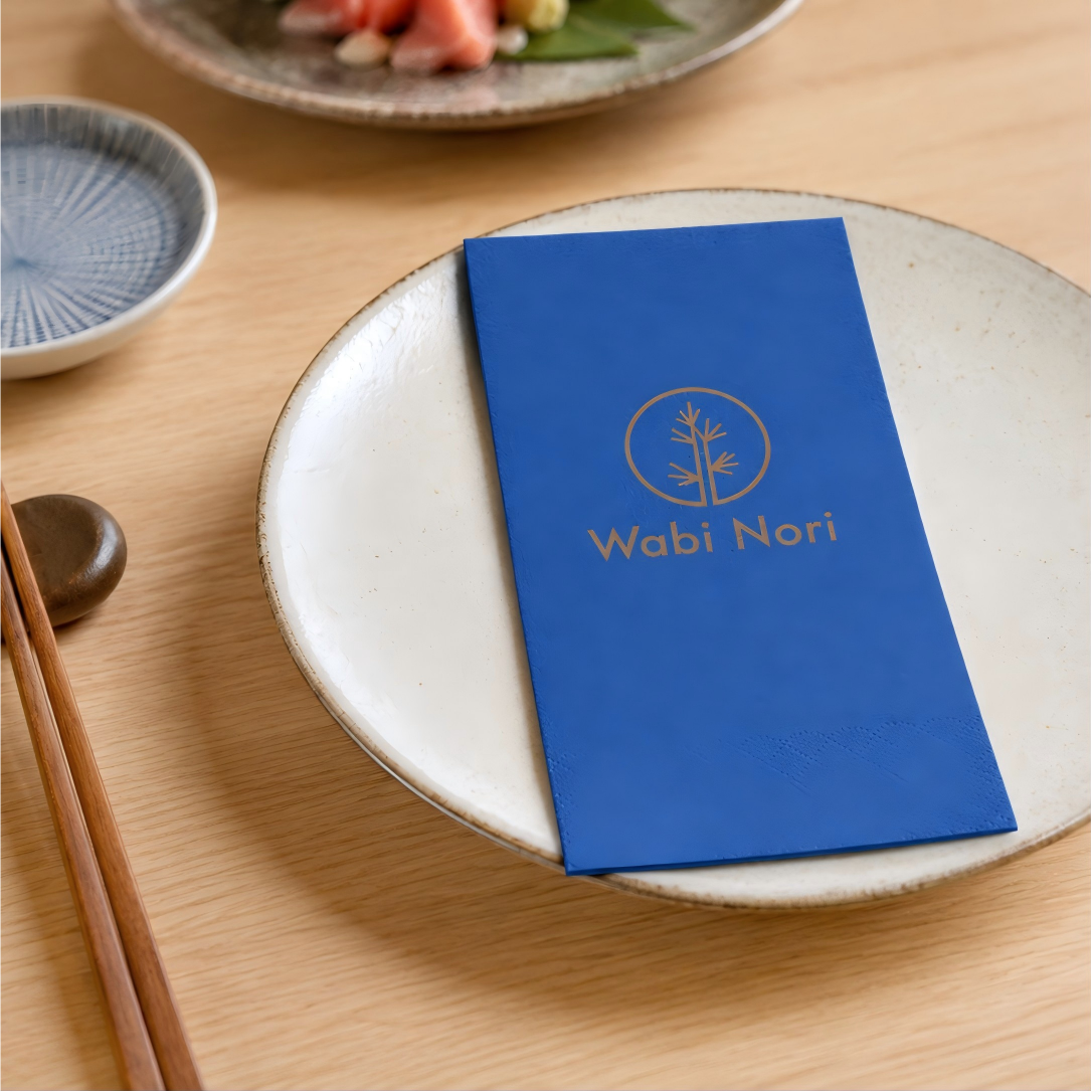Colored Paper Napkins with Custom-Printed Logo Design