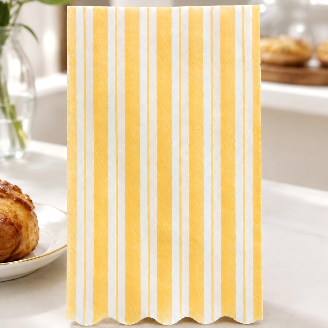 Soft Linen Feel Striped Airlaid Paper Napkins With Custom Die Cut Shape