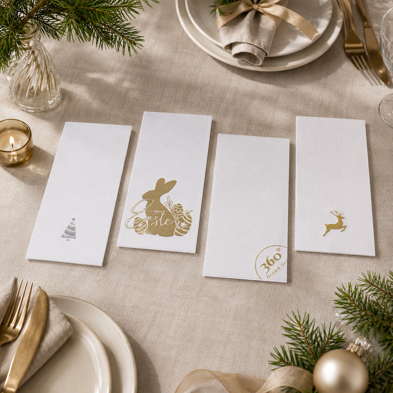 Airlaid Guest Napkins 43x30cm Disposable Xmas Table Decor Paper Napkins
