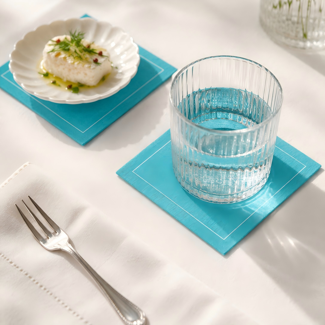 Custom Sky Blue Cloth Coaster - Cotton Coaster for Cafés
