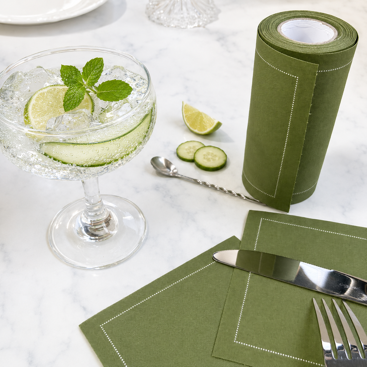 Custom Avocado Green Cloth Coaster – Eco-Friendly Fabric Coaster for Café & Bistro