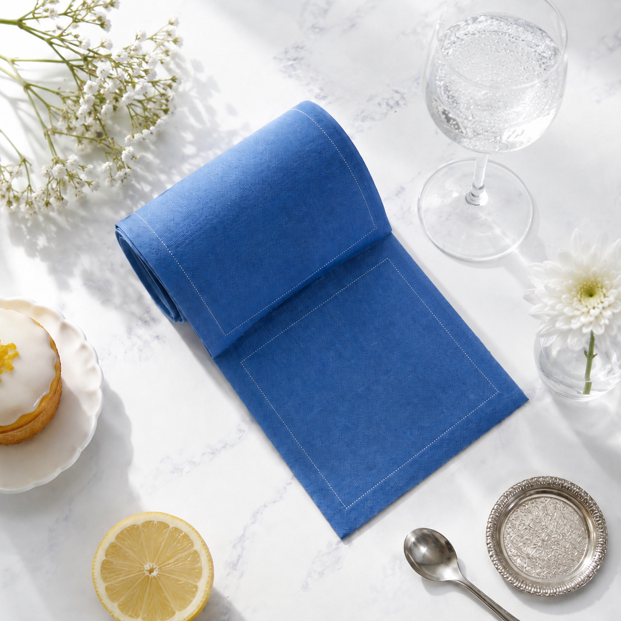 Custom Denim Blue Cloth Coaster – Washable Fabric Coaster for Hotels & Restaurants