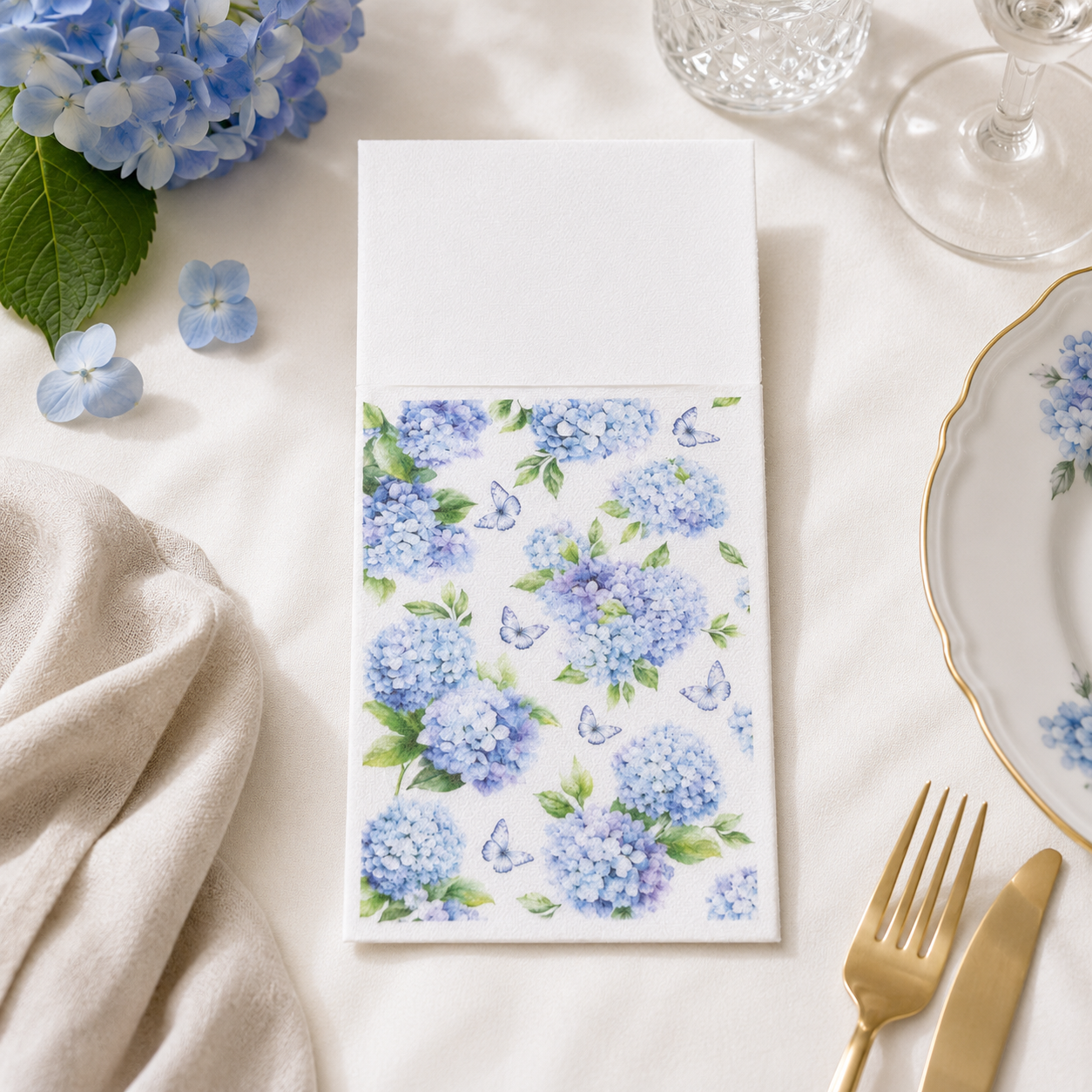 Floral Printed Airlaid Napkins | Decorative Table Cutlery Pouches