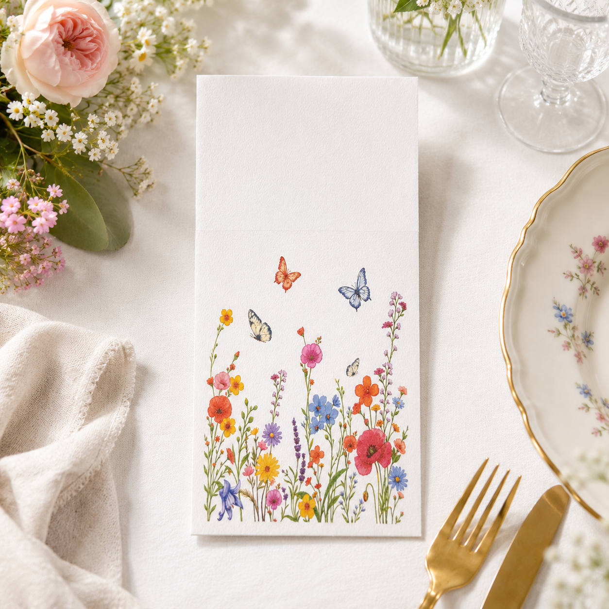 Custom Floral Printed Airlaid Napkins Wholesale