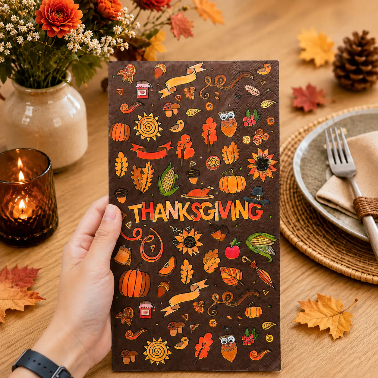 Paper Napkins Full Color Thanksgiving Harvest Printing