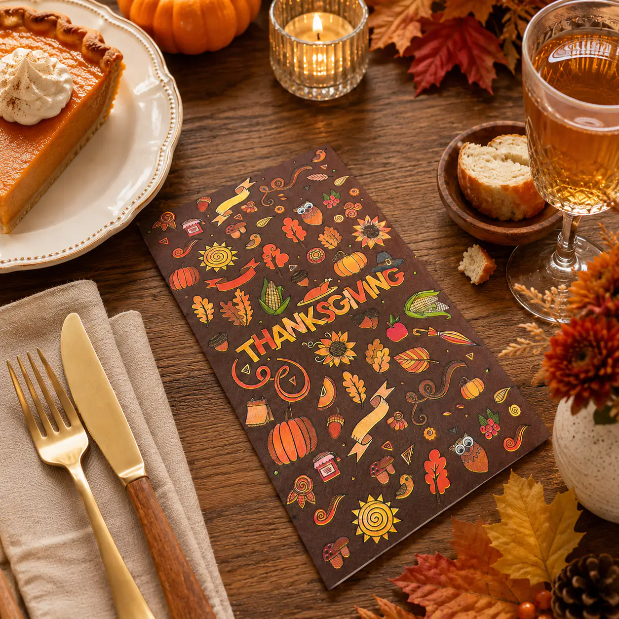 Paper Napkins Full Color Thanksgiving Harvest Printing